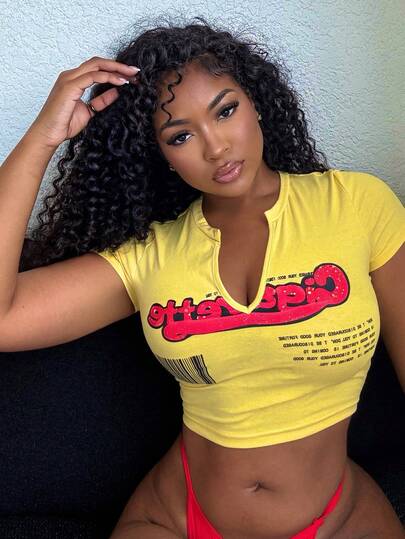 Alexandranx Casual Street/Streetwear Simple All-Match Versatile Sexy/Bodycon Print Round Neck Short Sleeve Loose Crop Top Tee Shirt For Women, Suitable For Summer