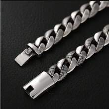 1 pièce Bracelet large chaîne cubaine plaqué argent sterling S925, style minimaliste polyvalent unisexe, pour la décoration quotidienne, cadeau pour la famille, les amis, le petit ami/la petite amie, la Saint-Valentin, Noël