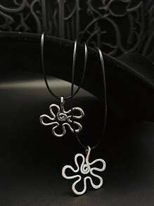 1pc Minimalist Silver Flower Pendant Necklace, Versatile Choker Necklace For Daily Wear