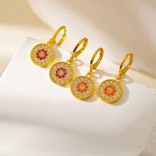 1 对时尚韩式锆石镶嵌耳环，简约奢华感耳环