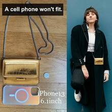 Small Crossbody Purse Bag Women,Cute Metallic-Embossed Handbag With Chain Strap - Vàng - Xem 4