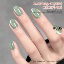 RS NAIL RSNAIL Esmalte de uñas en gel de ojos de gato con cristales efecto gota de rocío, 6 colores pastel de cristal de hielo para uñas de verano con brillo, purpurina, efecto holográfico y reflectante. Pegamento para uñas magnético que requiere curado LED/UV. Regalo para mujeres para salón de belleza y manualidades de arte de uñas en casa.