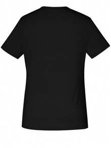 Women's Stylish Short-Sleeve V-Neck Scrub Top, 3D Cute Bear Print, Nurse Scrub With Pockets. Spring Black - Black - View 2