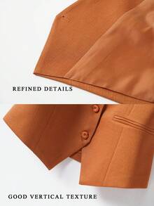 女士纯色背心，V领夹克，春秋季，时尚通勤，女士服装