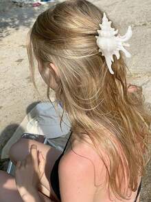 1个女士海湾海岸发夹，时尚沙滩海洋贝壳爪形粗发夹，时尚大号发爪饰品礼品时尚发饰美发夹秋冬度假装扮女士夏季 - 彩色 - 查看 14