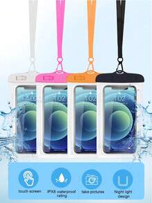 1pc Universal Waterproof Phone Pouch, Waterproof Phone Case With Touch Screen Function, Face Unlock, Suitable For Swimming, Rafting, Transparent, Waterproof Diving Bag, Waterproof Touch Screen, Underwater Photography, Dustproof, Shockproof, Rainproof, Waterproof, Floating Gear, Convenient Phone Case. - Multicolor - View 5
