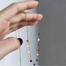 1pc 18K Gold Plated Music Disc Geometric Pendant Necklace, Suitable For Daily Wear And Gift, Handcrafted With Random Disc Quantity