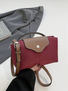 תיק יד אופנתי קטן מרובע, תיק כתף אופנתי ורב-תכליתי לנשים, תיק צד, ארנק מיני בצבע אחיד, מתאים לטלפון, מטבעות, שפתון, שימוש יומיומי, נסיעות - בורגונדי - ראה 6