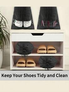 Trends2/5/10/20pcs Shoes Bag Closet Bag Bag Non-Woven Travel Bag Set Shoe Storage Shoe Organizer Shoe Bag Shoe Storage Box Drawstring Bag For Sneaker For Gym Shoes For Slippers For Running Shoes Travel Organizer Drawstring Shoes Pouch Shoes Cover Portable Dust-Proof For Men For Women Packing Cubes Travel Essential Cruise Essentials Vacation Essentials - Black - View 5