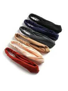 6 件套纯色扭纹头带，弹性发带发饰，适合女士和女孩头巾头带吸汗带秋冬发带，适合度假装女士 - 彩色 - 查看 11