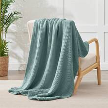 Large 50 X 70% Cotton Muslin 6-Layer Breathable Lightweight Throw Blanket Bed And Couch, Soft Quilt Bedspread, All-Season Gauze Blanket Adults, Lavender - 03 - 藍綠色 - 查看 3