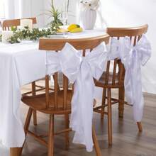 8pcs/Set Satin Finish Tablecloths 7*108 Inch White Color, Smooth Fabric Decorative Tablecloths For Wedding, Party, Birthday, Graduation, DIY Decor
