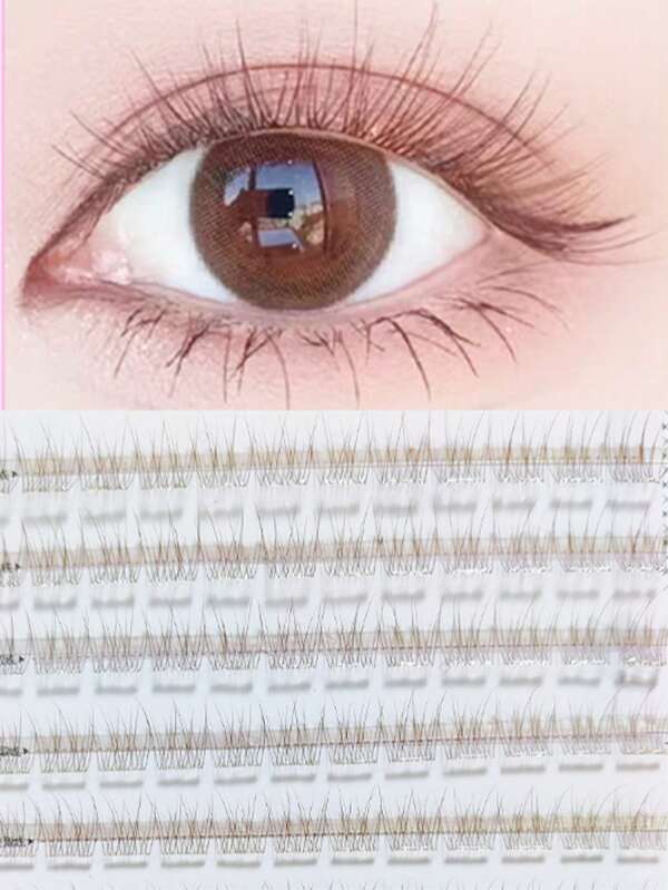 120 Stücke Klebstofffreie mühelose Meerjungfrau Schwanz Wimpern, braun und natürliche Fragment Mega-feine Einzelwimpern, perfekt für natürliches Make-up im Alltag, geeignet für Anfänger