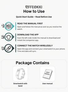 EFFEOKKI Effeokki Fitness Tracker Smart Band Watch Slim For Men Women Pedometer/ Health/ Waterproof/ Activity/ Weather/ Multi Sports Smart Bracelet For Iphone Android Smartphone