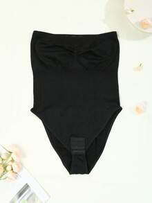 Body moldeador sin tirantes, de alta elasticidad y sin costuras, de talla grande - con compresión del abdomen, diseño delgado y soporte de cadera para un uso casual - Negro - Ver 4