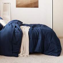 Navy Bedding Sets Queen - 7 Pieces Solid Queen Bed In A Bag, Queen Bed Set Navy With Quilted Warm Fluffy Comforters, Sheets, Pillowcases & Shams - Multicolor - View 3