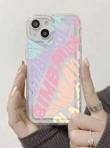 1pc Letter Print Transparent Phone Case Compatible With Apple &