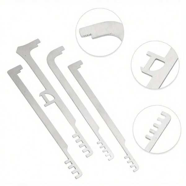 Conjunto de reparo de trava de dentes de metal, 4 peças, pente de aço inoxidável, ferramentas de emergência duráveis de bolso para combate a incêndio