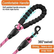 LipDog Leashes For Large Dogs Heavy Duty Dog Leash 4 5 6 FT With Comfortable Padded Handle And Highly Reflective Threads For Medium Large Dogs Walking Training Running 5FT1 2''Pink Leash - Pink - View 2