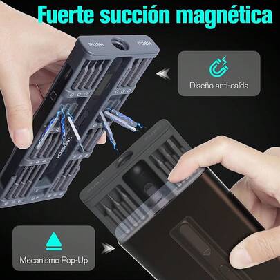 Destornillador Eléctrico de Precisión 52 en 1, Destornillador Eléctrico Inalámbrico Recargable Homtronics, Juego de Destornilladores Eléctricos con Luz LED para Gafas, Computadoras, Teléfonosóviles, Cámaras