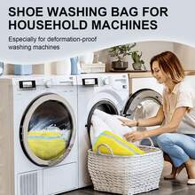 1-Pack 360° Washing Machine Shoe Bag, Shoe Protector Bag, Anti-Deformation, Machine Washable, Suitable For All Shoe Types - Gray, Yellow, White Zipper, Fluffy Plush Protective Wash Bag Included, Perfect For Sneakers And Casual Shoes, Laundry Bag, Organization, Storage, Spring And Summer, Random Colors And Styles - Multicolor - View 3