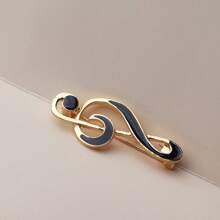 1 pieza Broche minimalista de moda con nota musical de aceite goteante negro, adecuado para uso diario y festivales de mujeres, pasador decorativo