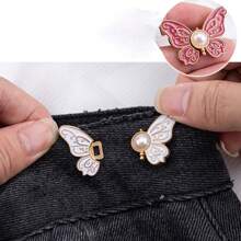 2pcs Butterfly Design Waist Button, Adjustable Pants Tightener, Waistband Fastener Clips