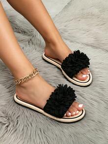 女士时尚优雅经典简约时尚户外防滑沙滩塑料拖鞋，带贴花设计，春夏