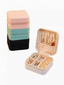 1PC Portable Jewelry Box ,Small PU Leather Travel Jewelry Storage Box, Elegant Organizer For Earrings/Necklaces/Rings Travel-Friendly Giftable Storage Case ,Jewelry Sorting Box For Women's Fashion Accessories, Birthday/Valentine's Gift Idea , Bridesmaid Gifts, Christmas Gifts, Halloween Gifts, Women Gifts, Wedding Gifts