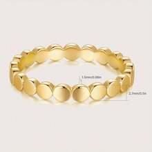 Delicate Everyday Jewelry, Golden/Silvery/Rose Golden Flat Bead Rings, Non Tarnish Circular Linked Rings, 1.5mm Band, Ball Stacking Rings, Gift For Her - Multicolor - View 2