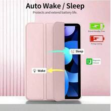 保护壳兼容 iPad 第 6/7/8/9/10 代、iPad Air 4/5、9.7 10.2 10.9 11 英寸 2018-2024、自动唤醒/睡眠、超薄轻便三折支架智能硅胶软 TPU 后壳保护套 - 粉色 - 查看 5