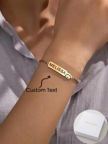 1 pieza Pulsera de acero inoxidable personalizada con nombre. Accesorio elegante, estilo bohemio, regalo de fiesta, Navidad, Día de San Valentín, Día de la Madre y regalos de graduación