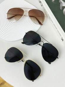3pcs Retro Elegant Unisex Fashion Fashion Glasses Aviator Shape Shades