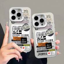 1 pieza Funda de teléfono a prueba de golpes de PMMA con estampado de etiqueta empalmada, funda de teléfono personalizada, disponible en múltiples colores