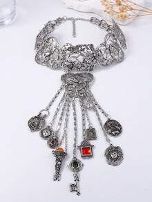 1 chiếc vòng cổ mặt tua rua hình học hợp kim phong cách Bohemian cổ điển, trang phục dự tiệc và làm quà tặng - Vòng cổ tua rua phóng đại - Xem 6