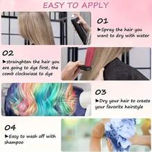 6/8/10 色染发粉套装，临时染发工具，无需用水，适合派对、节日、万圣节、圣诞节礼物 - 彩色 - 查看 6