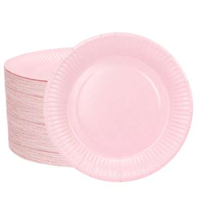 10pcs/20pcs/50pcs Light Pink Disposable Paper Plates, 6-Inch Pink Paper Cake Plates, 7-Inch Dessert Plates, 9-Inch Dinner Plates, Suitable For Snacks, Salads, Home-Cooked Meals And DIY, Also Applicable For Office, Camping, Indoor Use, Birthday, Bridal Shower, Gender Reveal Party, Wedding And Other Occasions.