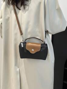 1 件时尚手提包小方包，时尚百搭女士单肩包斜挎包，纯色迷你钱包，可装手机、硬币、口红，日常使用，通勤