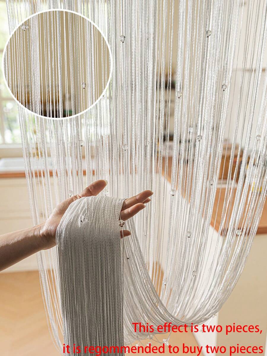 1 pieza Cortina decorativa de borla brillante gris de moda