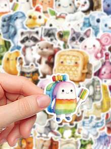 50 Stücke Cartoon Charakter dekorative Aufkleber für Rucksack, Kühlschrank, Gepäck, Handyhülle, Schlafzimmer, Fenster, Tür, Klassenzimmer, Lernbelohnung, Geburtstag, Feiertage, perfektes Geschenk