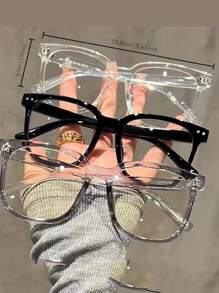 1 Stück/3 Stücke modische eckige Brillen für Damen und Herren, passend zum Outfit, zum Arbeiten am Computer, Smartphone und Fernsehen, stilvoller Campus-Stil, transparenter schwarzer Rahmen, dekoratives Design