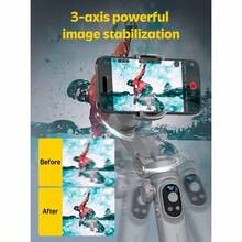 Professional Gimbal Stabilizer For Smartphone W Wireless Charging OLED Display LED Light Focus Wheel 3Axis Phone Gimbal Stabilizer For IPhone 15 14 13 12 Pro Max Xs Galaxy S23 Smart X Pro - Grey - View 5