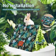 ITANDME Meerschweinchen Versteck, Hamsterhaus ohne Montage - Doppelseitiges Franse Design Kleintierhaus Tunnel leicht zu reinigen, Kleintier Bett für Igel, Ratte