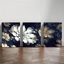 3 pièces Fleurs blanches modernes et élégantes en fleurs, art abstrait de fleurs, affiches murales sur canevas, impression haute définition avec cadre en option, décoration murale pour le salon et la chambre à coucher