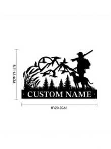 لوحة جدارية فنية من الحديد مخصصة برسم شعار الصياد والكلب. لوحة اسم شخصية لديكور الغرفة ، صورة ظلية لأب وابنه في رحلة صيد للديكور المنزلي، ملصقات بأسلوب بوهيمي، ديكور عيد الحب، ديكور عيد الحب أنيق وملون، هدايا مخصصة مناسبة لصديقاتها، ابنها، ابنتها،طلاب المدرسة، العمال، المنزل، المكتب