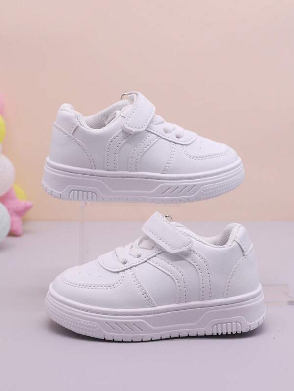 1 Paar Kleinkind Kunstleder Kleine Weiße Schuhe, Unisex Lässige Sneaker für Kinderkrippe und Schule