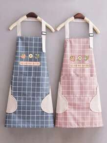 1 pieza Delantal con bolsillo grande, delantal largo de cocina, ropa de trabajo para limpieza del hogar, accesorios para hornear, suave, ajustable al cuello, fácil de limpiar, resistente a manchas, a prueba de agua y aceite; apto para uso en el hogar y al aire libre