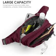 Riñoneras para mujeres y hombres, bolsa de cintura, bolsa de cadera conúltiples bolsillos, gran capacidad, impermeable, bolsa casual para viajes de, ciclismo, correr, senderismo (rosa) - Burdeos - Ver 2