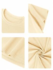 1pc Girls Printed Short Sleeve T-Shirt, Student/Young Clothing, Suitable For Beach Outings - Apricot - View 8