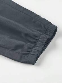 Pantalones casuales multibolsillos con cordón en color sólido para hombre - Gris - Ver 6